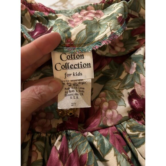 Cotton Connection Girls Holiday Dress SZ2T Green Red Pearl Buttons Vintage - Picture 5 of 6